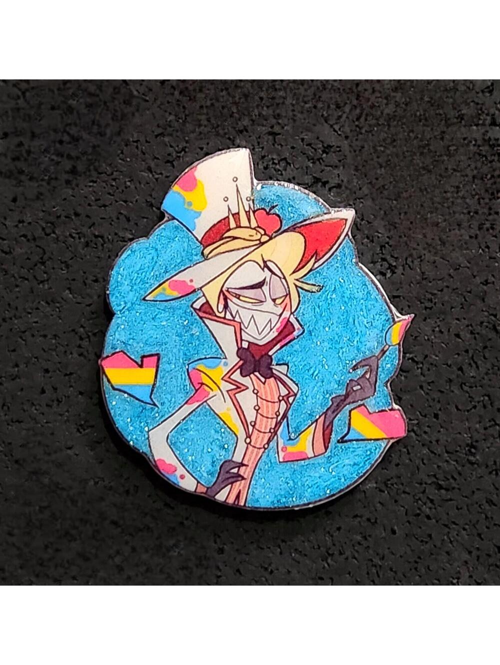 Lucifer Pride Month glitter pin - Hazbin Hotel